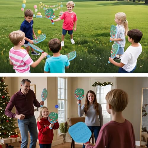 Kids Pickleball Paddles Set of 2,Lightweight,Durable,Waterproof,Ergonomic Grip for Small Hands,Toddler Beach Pool Backyard Outdoor Game Toy-Birthday Gift for Boy Girl, Beginner