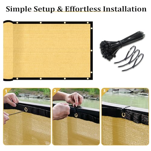 Shade&Beyond 3'x1' Sand Privacy Screen 90% Visibility Blockage Fence Sreen 170 GSM Fencing Mesh Fence Panel for Wall Garden Yard Backyard Indoor Outdoor Home Decoration,A515 - color: Sand, size: 3'x1'Customized