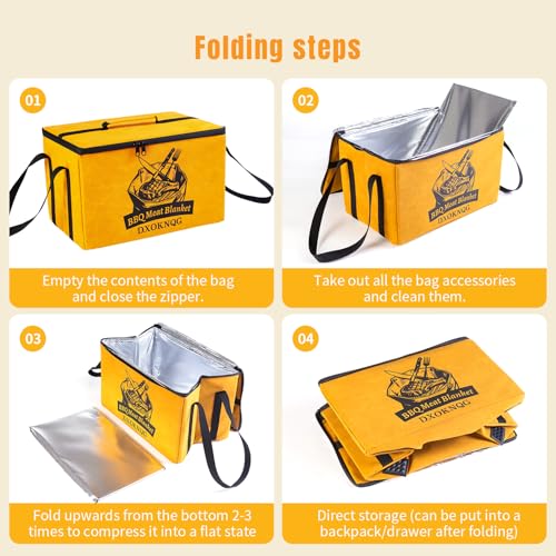 BBQ Insulated Food Bag - 5-Layer Thermal Cooler/Warmer for Grilling, Picnics | Collapsible, Waterproof, Large Capacity (Fits Roasts, Burgers & More) - color: Yellow