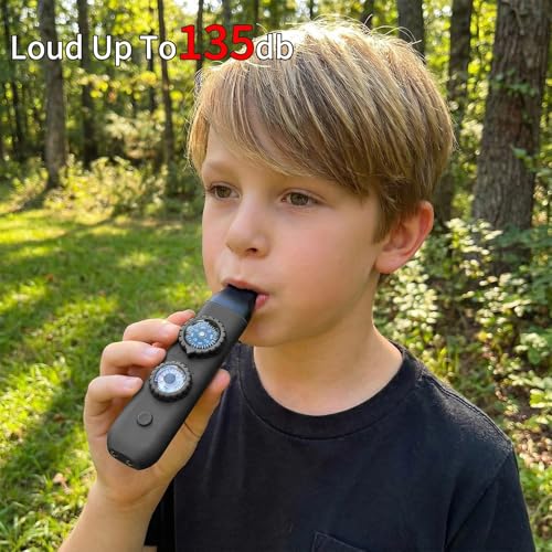 Multifunctional Survival Emergency Whistle for Kids with Compass Hiking Survival, Thermometer & Neck Lanyard | Emergency Safety Gear for Hiking, Camping, Kayaking, Boating, Climbing - color: obsidian black