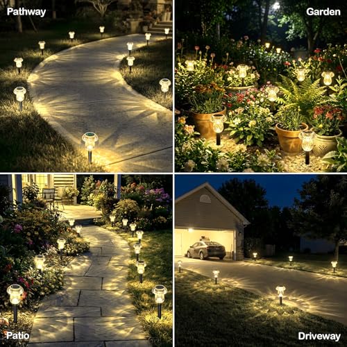 Solar Pathway Lights Outdoor 8 Pack Mushroom Garden Lights Waterproof Solar Powered Yard Lighting for Landscape, Driveway, Path, Walkway, Patio, Outside Garden Decorations, 3000K Warm White - color: Warm White, size: 8 Pack