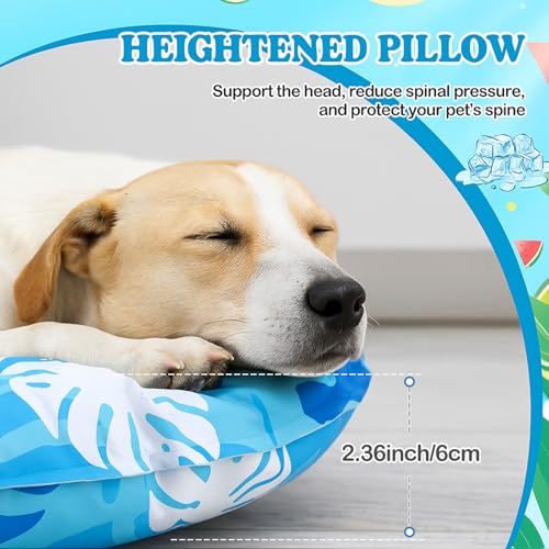 Drydiet Pet Cooling Mat for Medium Dogs and Cats, 25.2'' x 25.2'' Thickened Round Blue Pad Anti-Grab Internal Gel Without Water Filling, Lightweight, Washable, Playmat for Indoor/Outdoor - color: Blue, size: 25.2'' X 25.2''
