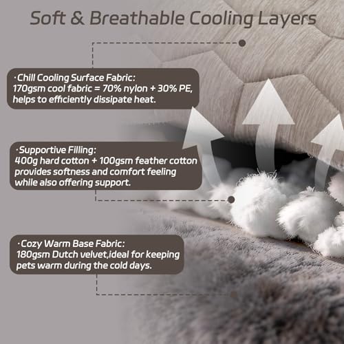 Dog Cooling Mat, Breathable Cooling Mat for Dog Pet Blanket, Washable Cooling Pad for Dogs & Cats, Summer Relief Greige Neutral Decor Mat for Crate, Floor and Car, Taupe, Size B (48"L x 28"W) - color: Taupe, size: Size B (48.0"L x 28.0"W x 0.9"Th)