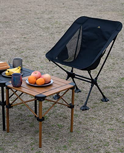 iClimb Lightweight Stable Alu. Folding Square Table Roll Up Top with Carry Bag for Camping Picnic Backyards BBQ Camp Kitchen (Nature, S) - color: Nature, size: Small
