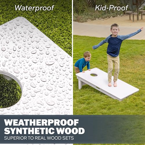 GoSports 4 x 2 ft Commercial Ultra Durable Cornhole Board Set – All-Weather Regulation Size, Ready-to-Play for Family Backyard Games, Tailgates, Outdoor Party, and Venues - color: White DIY