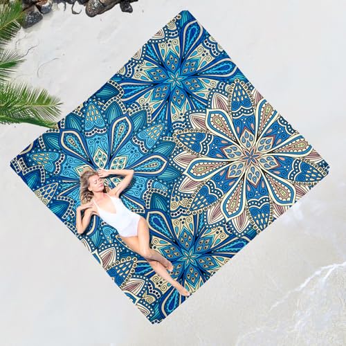 Beach Blanket Waterproof Sandproof 1-7 Adult Oversized 78 '' × 81 '' Lightweight Durable Compact Sand Free Extra Large Beach Mat for Travel Camping Hiking Picnic - color: Mandala7, size: 78“x81”