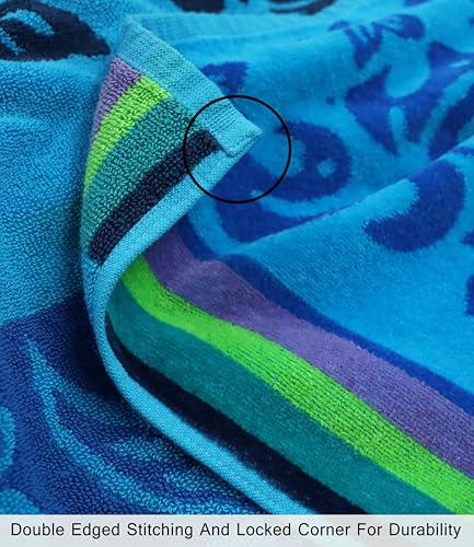 COTTON CRAFT Oversized Beach Towel - 2 Pack XL 39 x 68 inches Big & Huge Beach Blanket Towel - 100% Cotton Jacquard Velour - Super Soft Luxury - Pool Picnic Bath - Tropical Hibiscus Aqua Blue Purple - color: Hibiscus - Aqua Blue Purple, size: 2 Pack - 39x