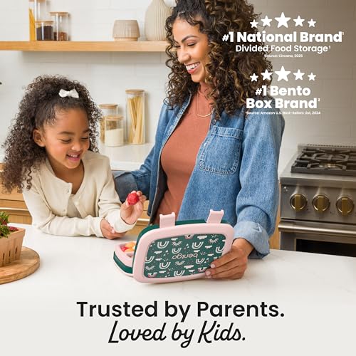 Bentgo Kids Prints Leak-Proof, 5-Compartment Bento-Style Kids Lunch Box - Ideal Portion Sizes for Ages 3-7, Durable, Drop-Proof, Dishwasher Safe, & PFAS & BPA-Free Materials (Green Rainbow) - color: Green Rainbow