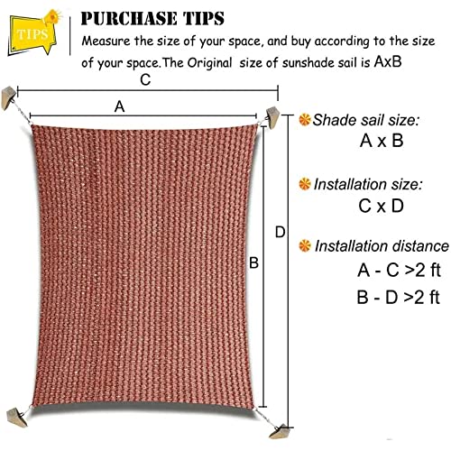 Rectangle Sun Shade Sail Canopy, 8' x 10' Patio Shade Cloth Outdoor Cover - Sunshade Fabric Awning Shelter for Pergola Backyard Garden Carport (Red) - color: Red, size: 8' x 10' Rectangle