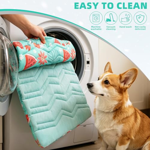 PUPTECK Dog Cooling Mat, Reversible Cooling & Warm Pet Cooling Mat, 36"x23" Thick Soft Dog Cool Bed for Hot Summer, Rapid Cooling Washable Kennel Crate Pet Bed, Lake Blue Hawaii - color: Lake Blue, size: M (36"x23")
