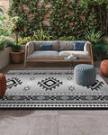 Outdoor Rug 4x6ft, Aztec Retro Ethnic Style Indoor Area Rug for Patio Backyard Deck Large Floor Mat, Boho Country Farmhouse Non-Slip Outside Carpet Balcony Porch Camping Rugs Picnic Mat - size: 4' x 6' (Rectangular)