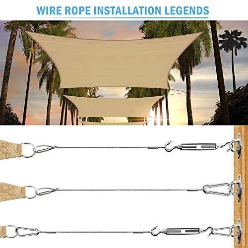 44 Pcs Shade Sail Hardware Kit with 304 Stainless Steel Wire for Rectangle Square Shade Sail Installation,6 inch Sun Shade Sail Hardware for Garden,Outdoors,DIY Crafts - size: 44 Pcs Hardware Kits+Cables for Rectangle