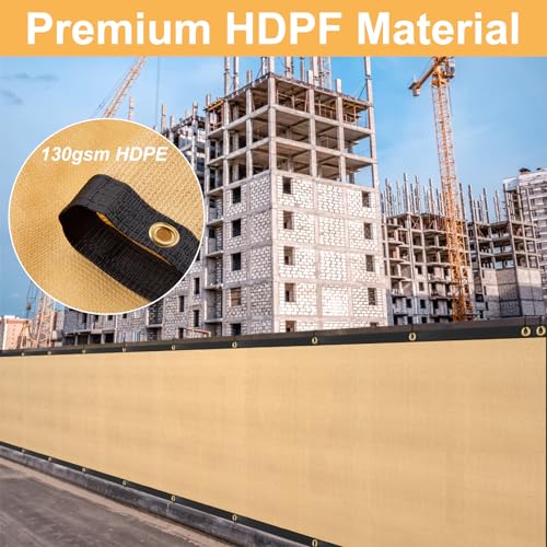 SPORTYOUTH 3ft x 50ft Fence Privacy Screen, Heavy Duty 150 GSM Fencing Mesh Shade Cover Windscreen with Brass Grommets for Outdoor Wall Deck Garden Backyard Porch, Cable Zip Ties Include, Beige - color: Beige