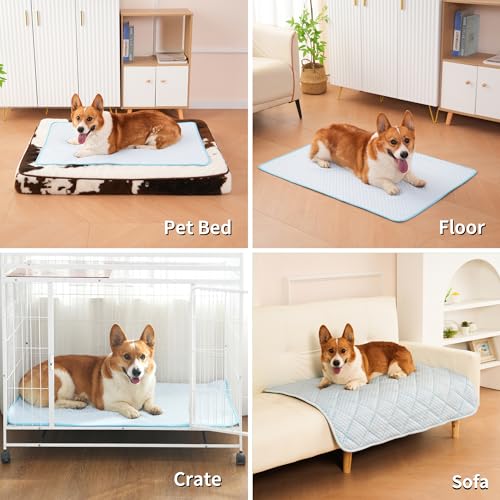 Dog Cooling Mat, Washable Cooling Mat for Dog, Foldable Kennel Pet Bed, Cool Pad (Cool &Warm Surface) for All Seasons Use, Pet Pads for Cats Use in Crate (35.4x23.6 Inch) - size: 35.4x23.6 Inch