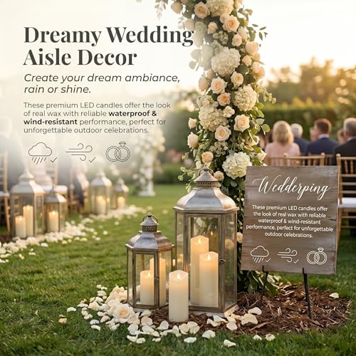 Enido 9pcs Flameless Candles with Remote, 2.2" x 5/6/7" Heat-Resistant Plastic LED Pillar Candles, Battery Operated Moving Wick Fake Candles with Timer, Realistic for Wedding, Outdoor, Home Decor - color: Cream