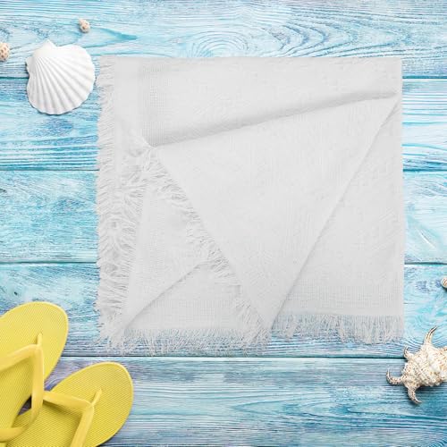 Beaupretty White Picnic Blanket Rug with Fringe 90x180cm – Waterproof Outdoor Camping Mat for Beach, Park, and Picnic – Thick Portable Sandproof Boho Style Rug for Photoshoots