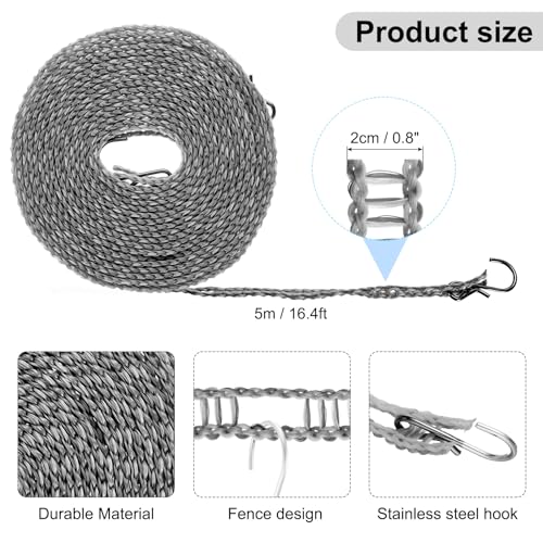 uxcell Windproof Clothesline, 5M 16.4ft Plastic Non-Slip Clothes Drying Rope Portable Travel Clothesline for Courtyard Outdoor Laundry Camping, Grey - color: Gray, size: 16.4ft
