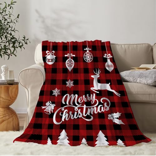 YeeJu Christmas Kids Throw Blanket Decorative Red Plaid Christmas Blanket for Girls Boys Child Baby Bed Soft Lightweight Fuzzy Plush Fleece Blankets and Throws Xmas Winter Holiday Blanket 40x50 - color: Chrsitmas-01, size: 40"x50"