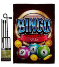 Breeze Decor Bingo Win Garden Flag Set with Stand Interests Games Bunco Night Dice Poker Hobbies Leisure Activity House Decoration Banner Small Yard Gift Double-Sided, Made in USA - size: Garden Flag Set 13"x 18.5" w/ Flagpole