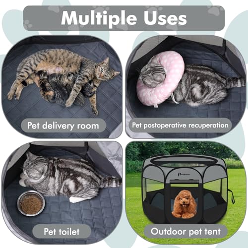 Dog Cat Playpen Indoor Outdoor for Puppy Pet Dogs Cat Recovery After Surgery, Dog Tent Crates Cage Indoor/Outdoor, Portable Pop Up Dog Kennel with Carrying Case for Travel (Dark Grey, Small with Pad) - color: Dark Grey with Pad