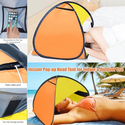 Mini Pop Up Beach Tent, Automatic Instant Mini Dog Tent for Dog Shade & Head Canopy, Laptop Shade for Working Outside, Portable Lightweight Mini Pop Up Canopy for Camping Hiking Picnic (Yellow-Orange) - color: Yellow-orange