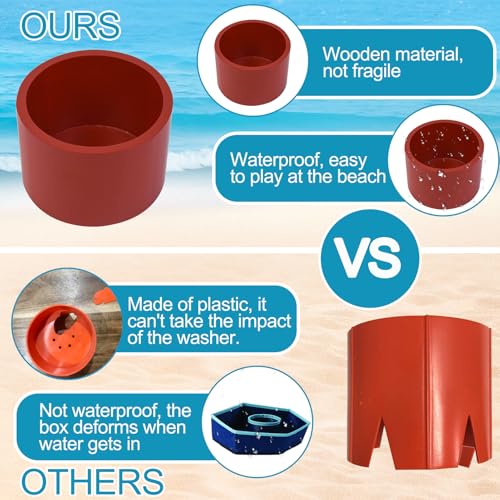 Washer Toss Game Sets Includes 2 Solid Wood Targets and 8 Metal Washers, Portable Beach Cornhole Game Ring Toss Games Outdoor Beach Yard Games for Adults and Family