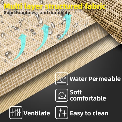 Soft Mesh Elevated Pet Bed for Large Medium Dogs Outdoor Resting Cot with Water-Resistant, Air-Permeable, Cooling and Anti-Skid Portable Dog Bed, Up to 120 lbs, 43.2" L x 31" W x 7.5" H, Beige - color: Beige-43.2"L x 31"W x 7.5"H