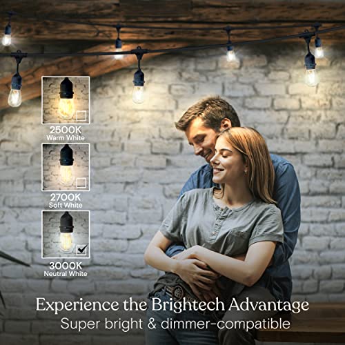 Brightech Ambience Pro - 24 Ft Waterproof LED Outdoor String Lights - Hanging, Dimmable 2W Vintage Edison Bulbs - Commercial Grade Patio Lights Create Cafe Ambience in Your Backyard, 7 Bulbs - style: 24 Foot - Neutral White (3000K)