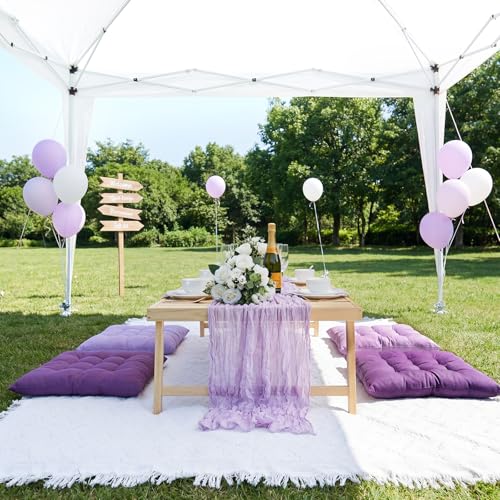 Extra Large Outdoor Picnic Blanket with Table Runner and Floor Pillow Cushion for Picnic Wedding Birthday Baby Shower Backyard(91 x 71'',Purple,6-Person) - color: Purple