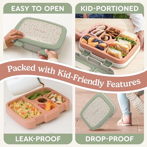 Bentgo Kids 5-Compartment Leak-Proof Bento-Style Lunch Box (Whimsy & Wonder Collection) - Ideal for Ages 3-7, Drop-Proof & Durable, Dishwasher Safe, & PFAS & BPA-Free Materials (Geo Speckle) - color: Geo Speckle
