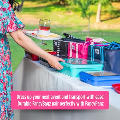 Fancy Panz - Pink Insulated Casserole Carrier Bag - Insulated Thermal Bags for Hot & Cold Food Holds 2 Standard Size Fancy Panz - 2 Pockets - Food Container - Hosting Essentials - color: Pink