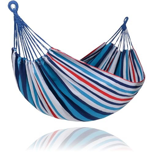 SUNCREAT Hammocks for Outside, Portable Heavy Duty Tree Hammock, Ocean Stripes - color: Ocean Stripes, size: X-Large