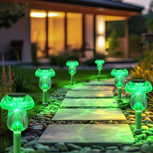 Benany Solar Lights Outdoor, St Patricks Day 8 Pack Mushroom Landscape Lights Waterproof, Solar Powered LED Lighting for Garden Yard Path Pathway Lawn Walkway Driveway Backyard Decor (Green) - color: Green