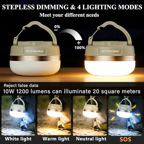 LED Camping Light Rechargeable, 1200LM High Brightness Tent Light with Magnet & 4 Modes Camping Lantern, Portable Hanging Lantern for Power Outages, Hurricanes, Home Emergency, Outdoor - color: 1 Pack