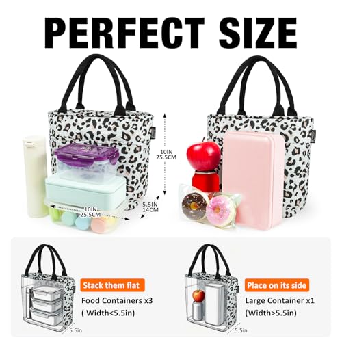 Aosbos Lunch Tote Bag, Insulated Lunch Box for Women, Leakproof Lunch Cooler Purse for Work, Leopard Print - color: B. Leopard