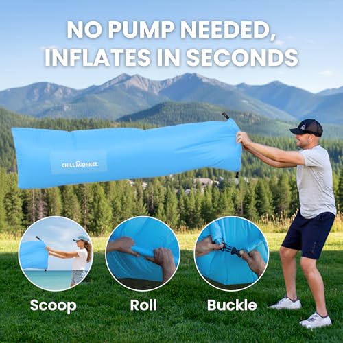 Portable Inflatable Lounger for Beach & Camping – Self-Inflating Air Couch, Beach Sofa, and Outdoor Lounge Chair for Relaxation and Comfort - color: Sky Blue