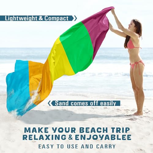 Beach Blanket Waterproof Sandproof 78''×81'' Large Suits 1-5 Adults Oversized Lightweight Picnic Mat Sand-Free Blanket for Camping Hiking Beach Travel - color: Rainbow, size: 78''x81''