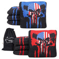 Professional Tournament Cornhole Bags Set of 8 Regulation 6”x6”, 15–16 oz | Dual-Sided Slick & Stick | Quad-Stitched Durability | Premium Resin Fill | Includes Carry Bag