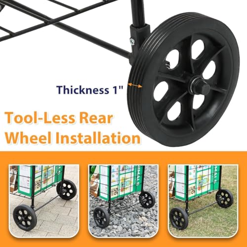 Foldable Shopping Cart with 360° Wheels, Collapsible & Lightweight Utility Cart for Groceries, Laundry, Travel, All-Purpose Rolling Trolley with Comfort Grip (Black, Small) - size: Small - Basic