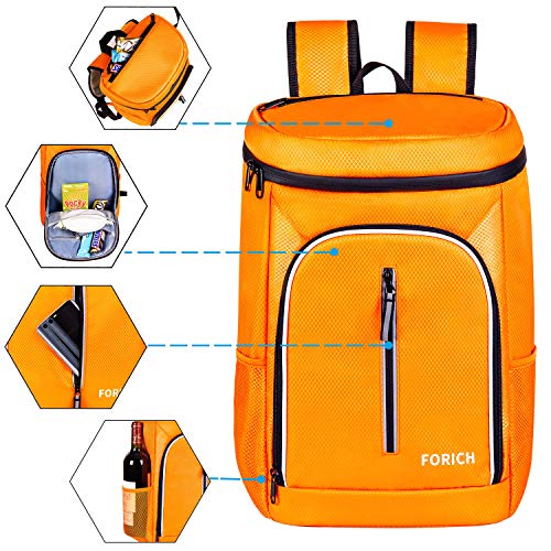FORICH Soft Cooler Backpack Insulated Waterproof Backpack Cooler Bag Leak Proof Portable Small Cooler Backpacks to Work Lunch Travel Beach Camping Hiking Picnic Fishing Beer for Men Women - color: Orange