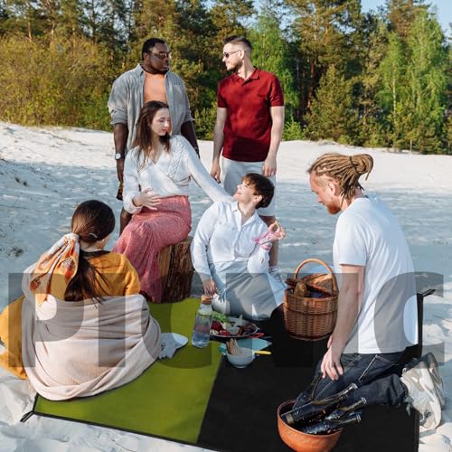 Frelaxy Pocket Picnic Blanket, Waterproof Sandproof Beach Mat, Compact Camping Tarp for Festivals, Hiking, Travel, Outdoor Recreation (Army Green, 57'' x 71'') - color: Army Green, size: 57'' X 71''