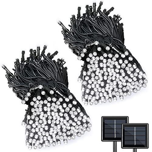 2 Pack Super-Long Solar String Lights Total 170Ft 480 LED 8 Modes Upgraded Solar Powered Outdoor Waterproof Christmas Fairy Lights for Xmas Tree Garden Lawn Wedding Party Decor(White) - color: White, size: 170ft