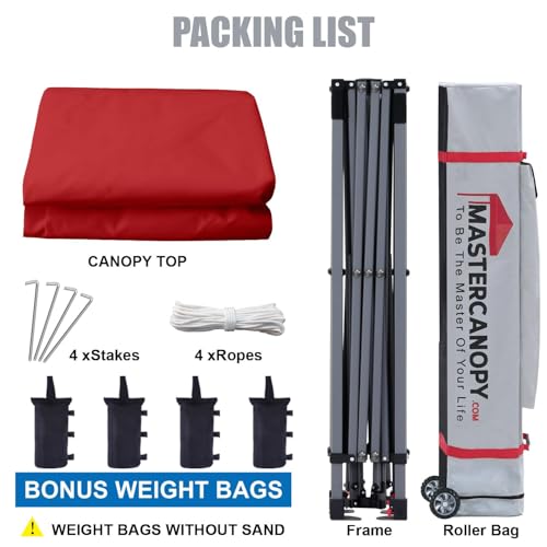 MASTERCANOPY Heavy Duty Pop-up Canopy Tent with Sidewalls (10x10,Red) - color: Red, size: 10x10