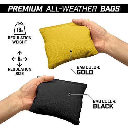 GoSports 4 ft x 2 ft Regulation Size Wooden Cornhole Boards Set with Light Brown Finish - Includes Carrying Case and Bean Bags - color: Black & Gold, size: 4 ft x 2 ft