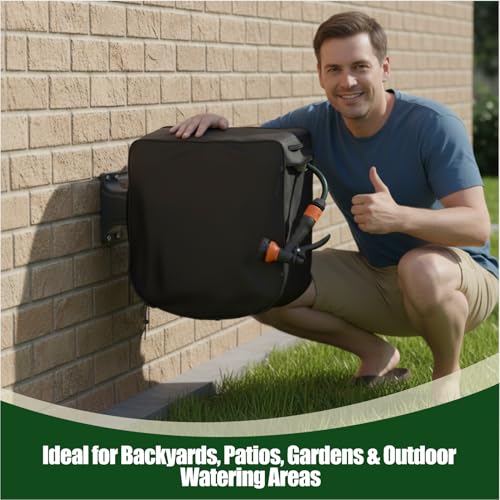 Garden Hose Reel Cover, Heavy Duty 420D Waterproof UV-Resistant Oxford Outdoor Protector for Wall-Mounted Hose Reels, Weatherproof Dustproof Snowproof, Secure Drawstring Closure (Square) - style: Square