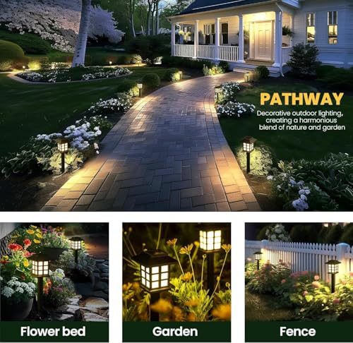 GIGALUMI Solar Outdoor Lights，6 Pack LED Solar Lights Outdoor Waterproof, Solar Walkway Lights Maintain 10 Hours of Lighting for Your Garden, Landscape, Path, Yard, Patio, Driveway - color: Warm White, size: 6