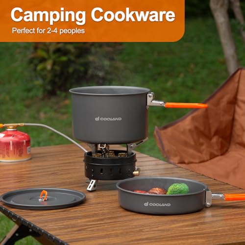 Odoland Camping Cookware Mess Kit, Non-Stick Lightweight Camping Pot and Fry Pan Set with Mesh Bag for Backpacking, Outdoor Cooking and Picnic - size: 4L Pot + 1.5L Fry Pan