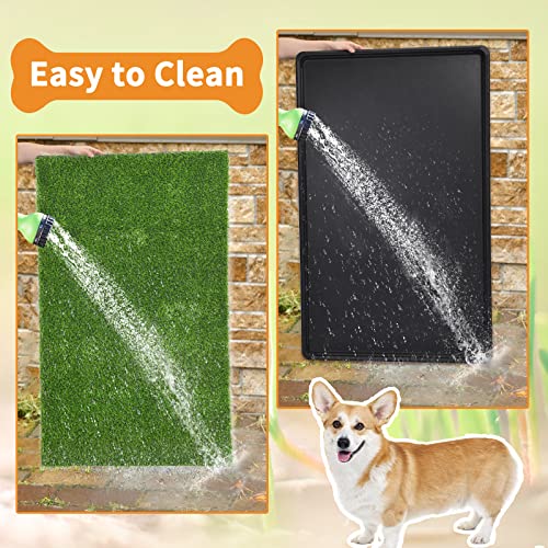 LOOBANI Large Dog Grass Pad with Tray - Dog Litter Box - Indoor Potty for Apartment and Patio Training - with 2 Packs Grass Pee Pads for Replacement, 47.6×29 Inch - size: Tray Potty 47.6*29inch
