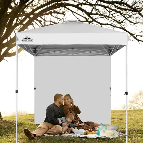 EAGLE PEAK Commercial Canopy 6.6x6.6 Pop Up Canopy Tent with 1 Sidewall, Easy Setup Heavy Duty Instant Event Shelter for Vendors & Markets, Outdoor Sun Shade, White - color: White, size: 6.6x6.6