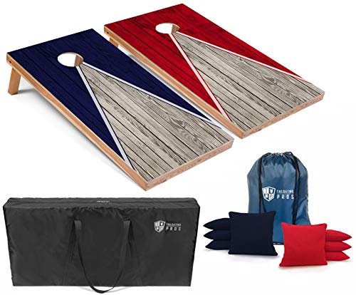 Tailgating Pros Pyramid Design Lightweight Cornhole Board Set w/Built-in LEDs - 4'x2' Regulation Cornhole Game - color: Navy/Red